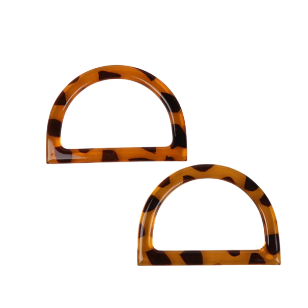 2 ks rukojeti na tašky ve tvaru D Leopardí vzor Náhradní dekorativní ucha na kabelky Háčkované tašky Výroba a oprava kabelek ABS 11,8x8,3 cm 1