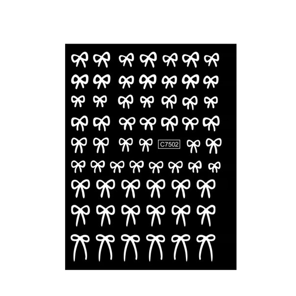 2 ks samolepky na nehty 3D mini mašle krajková stuha samolepicí nail art dekorace manikúra příslušenství Y2K styl univerzální použití bílá