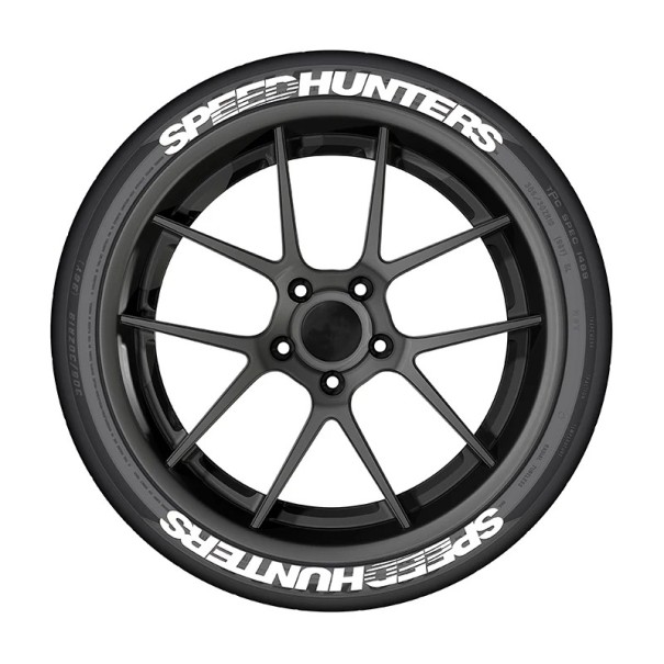 2 ks Samolepky na pneumatiky 37,67×2,54 cm SPEEDHUNTERS Voděodolné PVC obtisky na kola Stylová dekorace pro tuning aut bílá