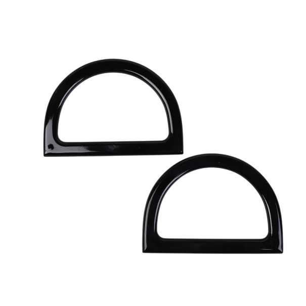 2 Pack D-Shaped Bag Handles Replacement Decorative Bag Handles Crochet Bags Making and Repairing Handbags ABS 11.8x8.3 cm black