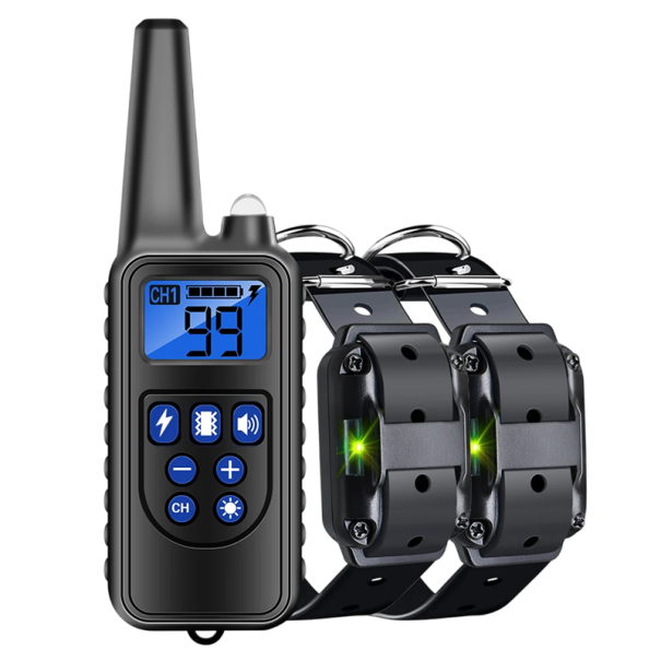 2-pack digitalt hundträningshalsband 800m vattentätt uppladdningsbart LCD-display ljud vibration stöt fjärrkontroll EU-kontakt
