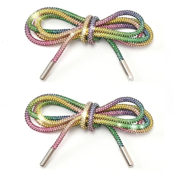 2 paia di laccetti di lusso scintillanti in nylon con strass Accessori moda eleganti Laccetti lucidi Sneakers Stivaletti Calzature arcobaleno