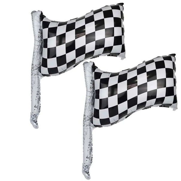 2 pcs Ballons en feuille Drapeau de course 50 x 60 cm Drapeau à damier décoration de fête pour anniversaire d'enfants thème de course 1