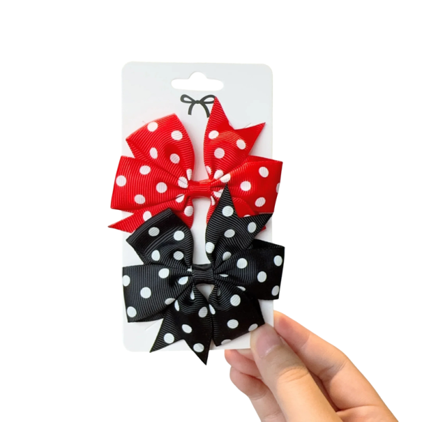 2 pcs Barrette à cheveux Noeud à pois Différentes couleurs Barrette enfant mignonne Accessoires colorés pour cheveux Barrette stylée pour filles Coiffures à la mode 3