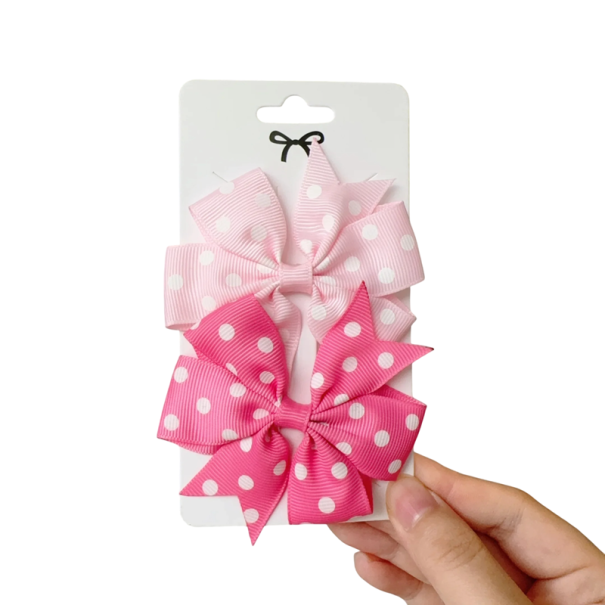 2 pcs Hair Clips Bow with Dots Various Colours Cute Children's Clips Colourful Hair Accessories Stylish Clips for Girls Fashionable Hairstyles 1