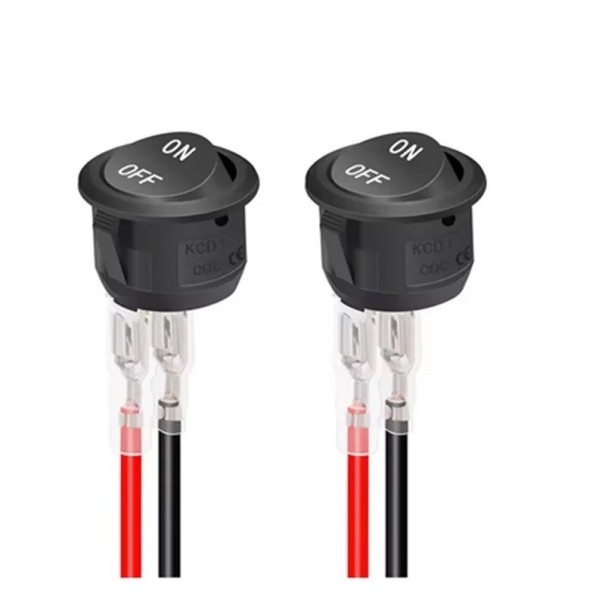 2 pcs Interruptor basculante preto 20A 12V DC; 10A/125VAC; 6A/250VAC, orifício de instalação de 20 mm para ligação eléctrica 1