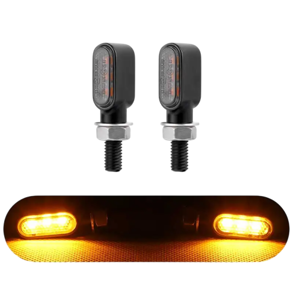 2 pcs LED piscas para moto 3 diodos DC 12V Luzes de direção com parafuso de 8mm Piscas universais para scooters motos quadriciclos preto