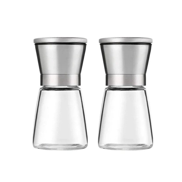 2 pcs Manual Salt and Pepper Mill 13.5 x 6.5 cm Stainless Steel Kitchen Mills for Manual Grinding of Spices for Table and Cooking 1