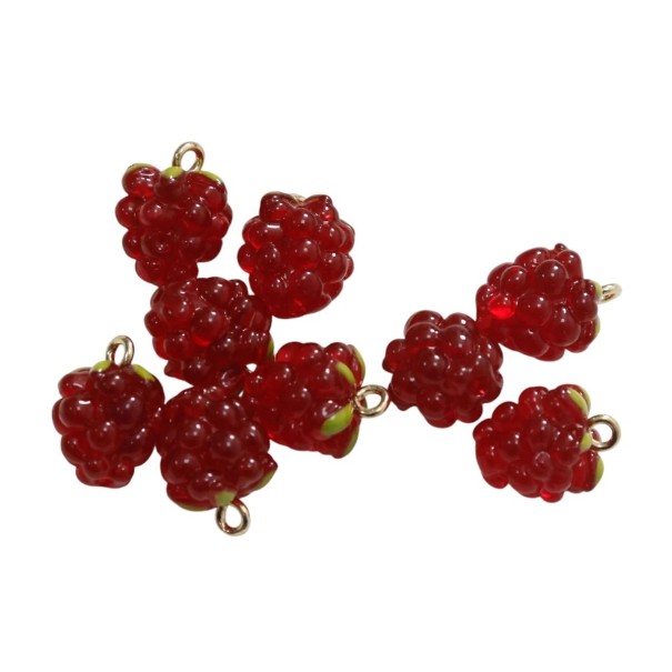2 pcs perles en verre framboise Fabrication artisanale de bijoux Perles pour bracelets colliers et pendentifs Perle décorative pour création créative rouge