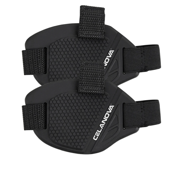 2 pcs prot deslizante de borracha para botas de motociclismo 8,5 x 11,5 cm proteção de mudança com faixa elástica de 30 cm acessório universal 1