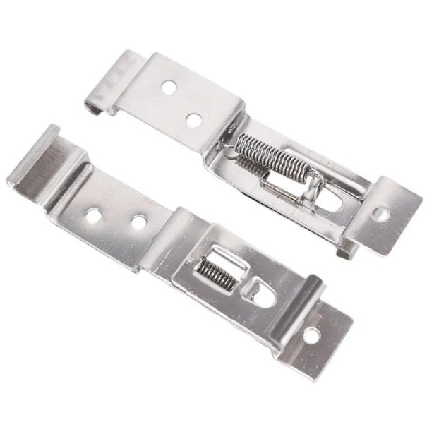 2 pcs suportes retangulares para matrícula em aço inoxidável com mecanismo de mola - Quadro universal para placa de matrícula para carro, reboque, barco 11x52 cm 1