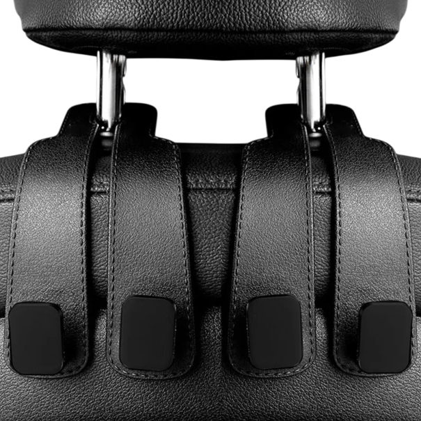 2 pezzi Ganci per poggiatesta auto 15,8 x 8,2 cm Appendini per borse e zaini Organizzatore per sedile Supporto a clip Accessori per interni auto nero