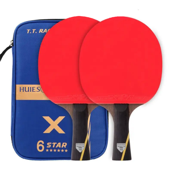 2 pièces de raquette de tennis de table 7 mm avec long manche 5 couches de bois et 2 couches de carbone caoutchouc mousse avec stries 1