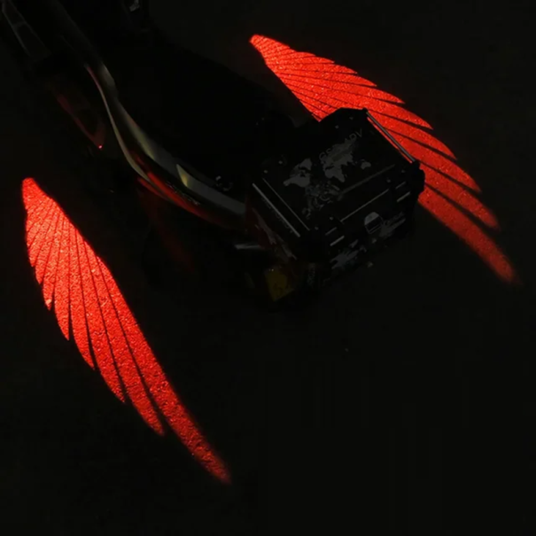 2 pièces projecteur LED ailes d'ange Lumière d'accueil pour moto 8–30V IP67 Étanche 3W 20x38mm Éclairage décoratif de porte moto rouge