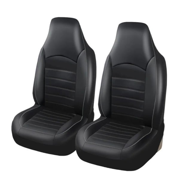2 přední univerzální potahy na autosedačky z umělé kůže pro osobní automobily, SUV, nákladní vozy a dodávky šedá