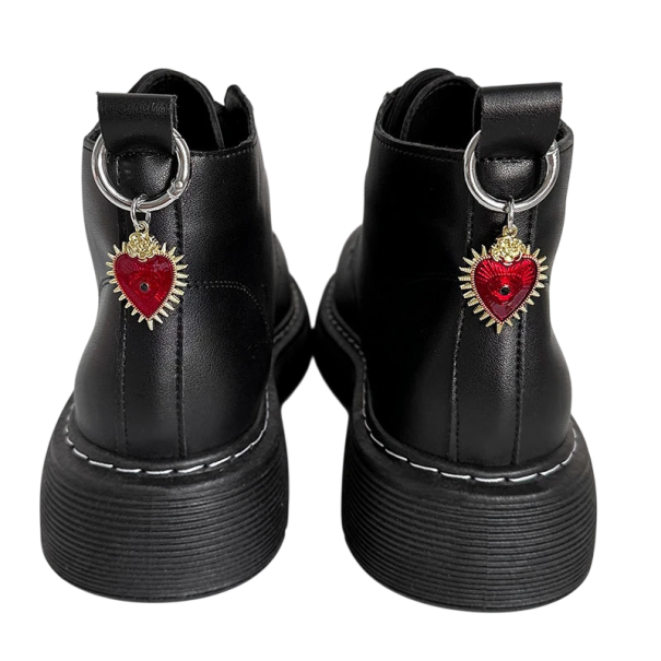 2 pz ciondolo per scarpe a forma di cuore 25x34 mm metallo decorazione rossa per scarpe stringate e stivali alla caviglia accessorio decorativo per calzature oro