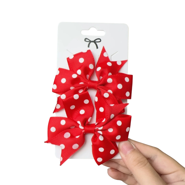 2 pz Fermagli per capelli Fiocco con pois Fermagli per bambini carini Accessori per capelli alla moda Fermagli colorati per ragazze Accessori per capelli trendy rosso