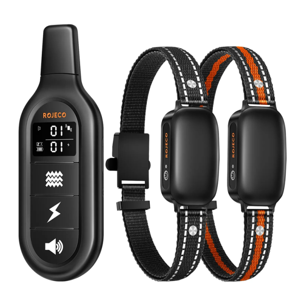 2 st elektriskt hundträningshalsband vattentätt IPX7 stötdämpande vibrationsdämpande halsband med fjärrkontroll för husdjur