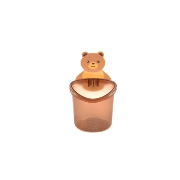 2 st Nätverksfäste för tandborstar 10 x 16 cm Nallebjörnsdesign Plastisk badrumsorganisatör Hållare för tandborstar i badrummet brun