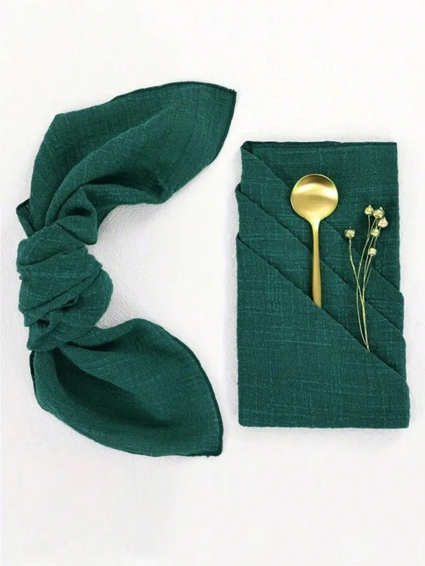 2 stk Dekorative servietter til borddækning 40 x 40 cm 100% polyester Enfarvede stofservietter til bordet mørkegrøn