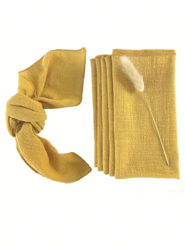 2 Stück Dekorative Servietten zum Eindecken 40 x 40 cm 100% Polyester Einfarbige Stoffservietten für den Tisch gelb