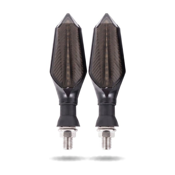 2 Stück dynamische LED-Blinker für E-Bikes und Elektroroller 48 V und 60 V Mit progressivem Blinken Rauchabdeckung Schraubmontage IPX5 1