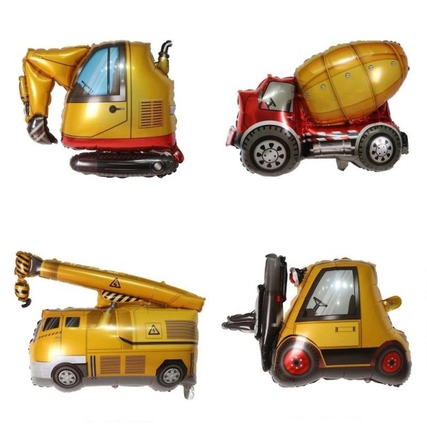 2 Stück Folienballons 50 x 80 cm Baustellenfahrzeuge Bagger Eidechse Betonmischer Große Kindergeburtstagsballons Dekoration Baustellenparty 1
