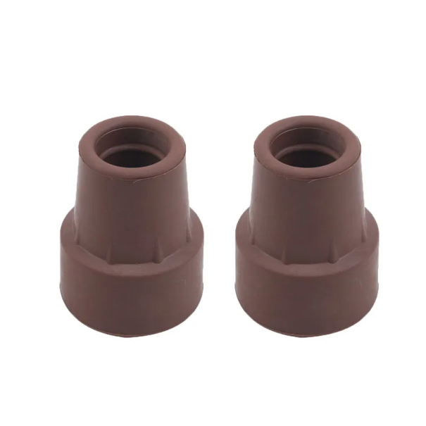 2 Stück gummierte Endkappen für Trekkingstöcke 1,9 cm Robuste Ersatzfüße für Nordic Walking Stöcke Rutschfeste Aufsätze 5 x 3,8 cm braun