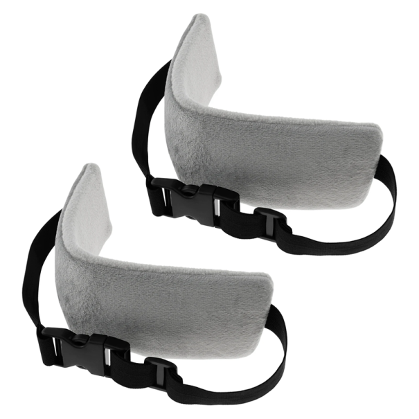 2 Stück Kopfstützkissen 29 x 8 cm mit verstellbarem Gurt Stützendes Reisekissen Ergonomische Nackenstütze Auto Büro grau