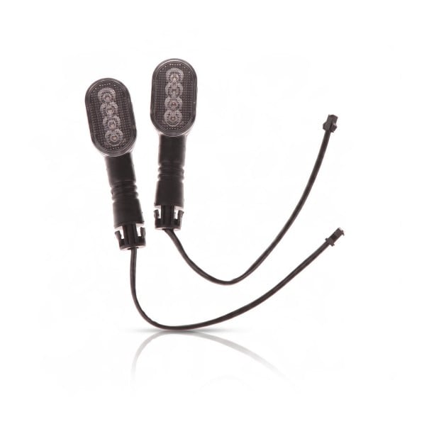 2 Stück LED-Blinker für Elektroroller und E-Bikes 36 V bis 72 V Oval Blinklichter mit 4 Dioden 56 x 32 mm Rauchabdeckung Kabel 19 cm 1