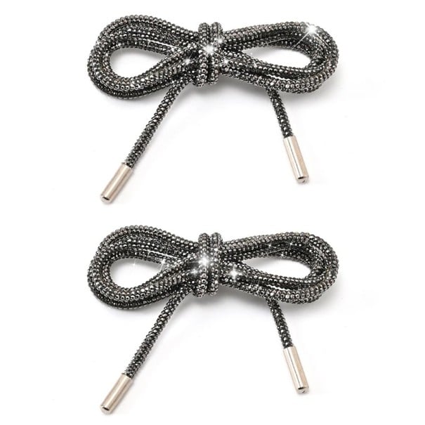 2 Stück luxuriöse Glitzer-Schnürsenkel aus Nylon mit Strasssteinen, stilvolles Modeaccessoire, glänzende Schnürsenkel für Turnschuhe schwarz