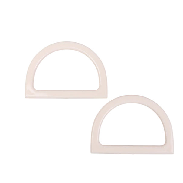 2 stuks D-vorm handgrepen voor tassen Vervangende decoratieve handvatten voor handtassen Gehaakte tassen Productie en reparatie van handtassen ABS 11,8x8,3 cm crème