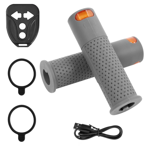 2 stuks Handgrepen met richtinggevende LED-lampen en afstandsbediening voor Ninebot Max G30 13 cm Siliconen ABS handgrepen met USB-C opladen grijs
