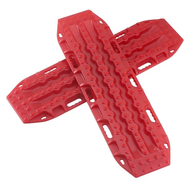 2 szt. Przenośne płytki trakcyjne do samochodów RC 1:10 i 1:8 133 × 39 mm Wytrzymałe podkładki pomocnicze do terenowego wydobywania modeli czerwony