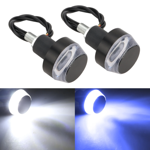 2 sztuki LED na kierownicę 12V do motocykla, światła mijania i kierunkowskazy do kierownic 22mm, oświetlenie bezpieczeństwa Moto niebieski
