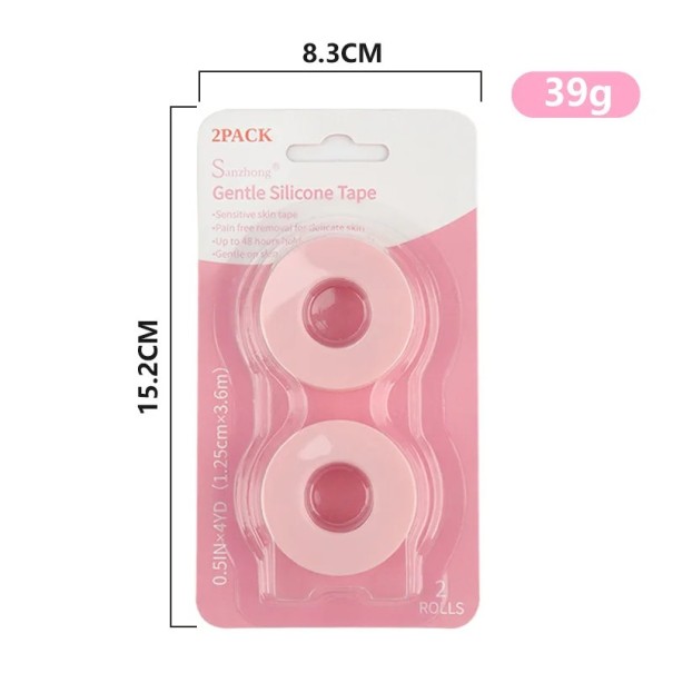 2 sztuki silikonowa nietkana taśma pod oczy 1,25 x 4,5 x 3 cm 3,6 m Oddychająca ochronna podkładka na rzęsy Wrażliwa skóra przedłużanie rzęs różowy
