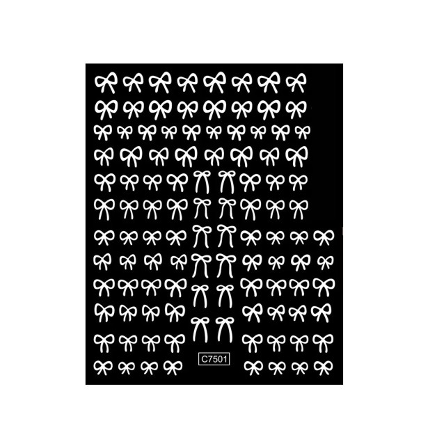 2 unidades de pegatinas para uñas 3D mini lazos cinta de encaje autoadhesivas decoración de nail art accesorios de manicura estilo Y2K aplicación sencilla blanco