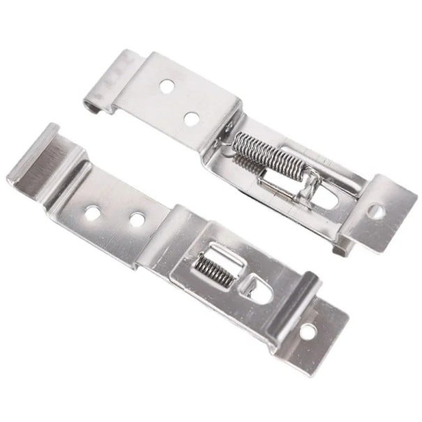 2 unidades de soportes rectangulares para matrícula de acero inoxidable con mecanismo de resorte Marco universal para placa de matrícula para coche remolque barco 11x52 cm 1