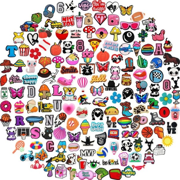 20 buc Seta de accesorii pentru crocsy motive aleatorii 2–4 cm ornamente din PVC pentru pantofi crocs decoratiuni pentru incaltaminte set universal 1