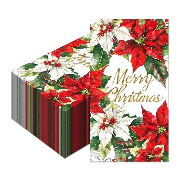 20 bucati Servetele din hartie 40 x 33 cm Servetele de Craciun Merry Christmas Design aurie-rosie Motiv stele de Craciun Servetele decorative 1
