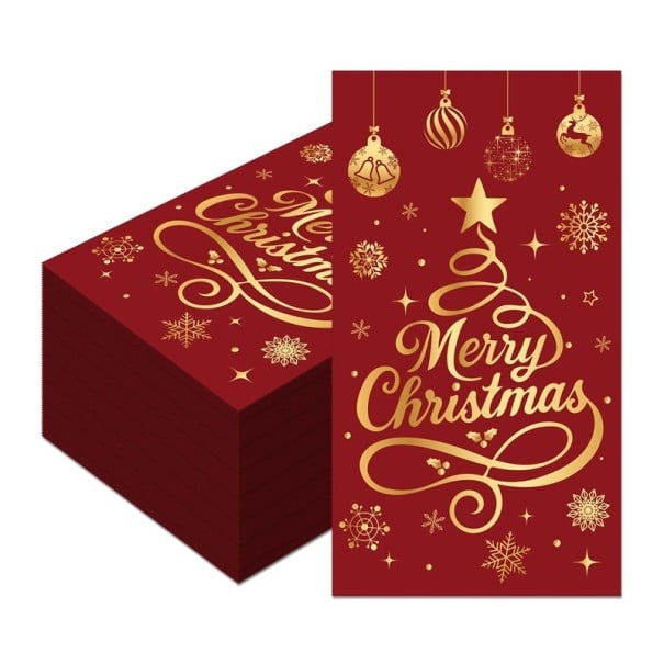 20 bucăți Servetele din hârtie 40 x 33 cm Servetele de Crăciun Merry Christmas Servetele decorative de Crăciun pentru servirea mesei festive roșu