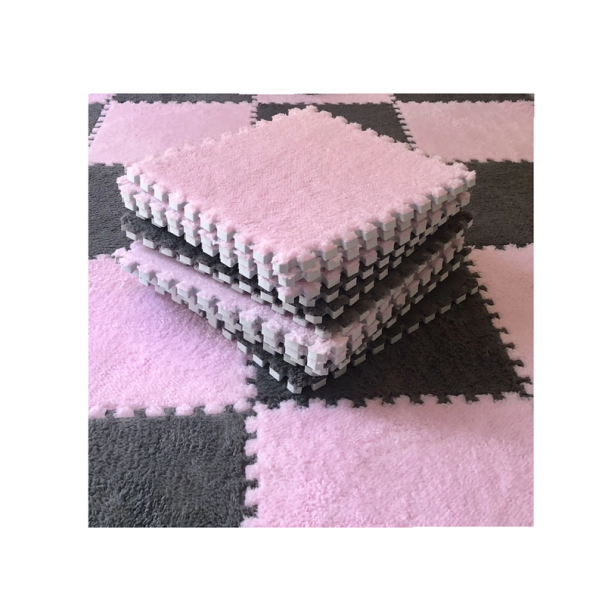 20 darabos gyerek habszivacs szőnyeg készlet 30x30 cm Puha puzzle szőnyegek Habszivacs játszószőnyeg Összecsukható habszivacs szőnyeg gyerekeknek fekete-rózsaszín