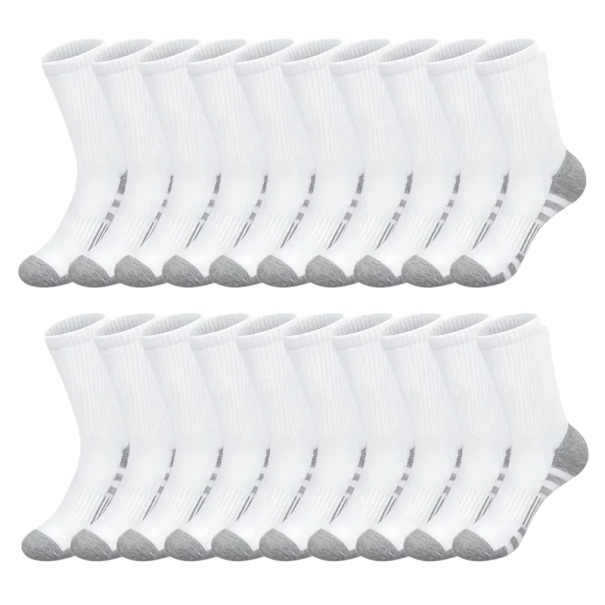 20 de perechi de șosete sport unisex EUR 38-47 șosete antiderapante din bumbac respirabile pentru alergare, drumeții, fitness, activități în aer liber alb