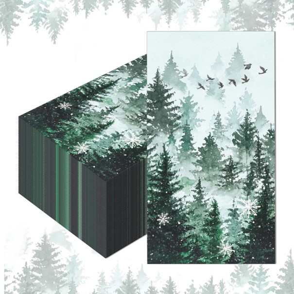 20 kpl Paperiset servetit 40 x 33 cm Jouluservetit Metsäaiheella Puita ja lumihiutaleita Koristeelliset servetit joulupöytään 1
