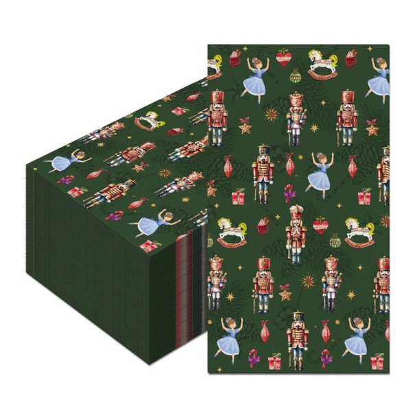 20 kpl Paperiset servetit 40 x 33 cm Jouluservetit Pähkinänsärkijä ja balettitanssija Tumma vihreä kuvio Koristeelliset servetit joulupöytään 1