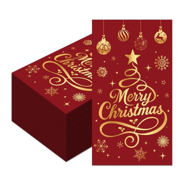 20 ks Papírové ubrousky 40 x 33 cm Vánoční ubrousky Merry Christmas Dekorativní vánoční ubrousky na sváteční stolování oslavy a party červená