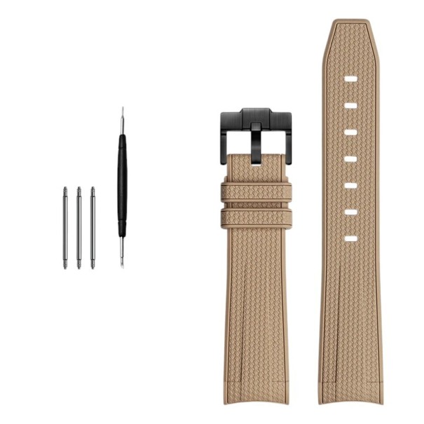 20 mm Rubber Strap for Rolex Omega MoonSwatch Constellation Waterproof Sports Rubber Strap with Black Buckle and Mounting Tools brown