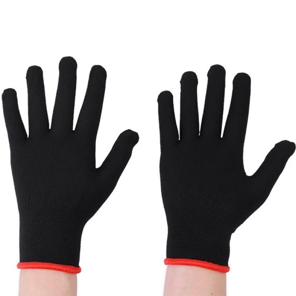 20 pares de luvas de nylon antistáticas 22 cm para tonificação de películas automotivas Luvas de trabalho Antiderrapantes Contra impressões preto