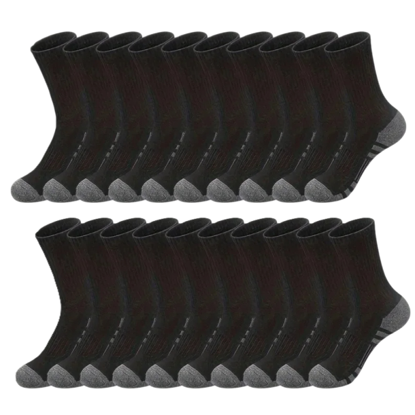 20 pares de meias unisex desportivas EUR 38-47 de algodão, respiráveis e antiderrapantes para corrida, caminhadas, fitness e atividades ao ar livre preto