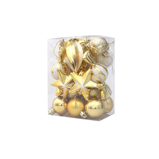 20 pcs Décorations de Noël suspendues en différentes formes boules stalactites étoiles Décor Noël pour la maison sur le sapin et l'intérieur or éclatant